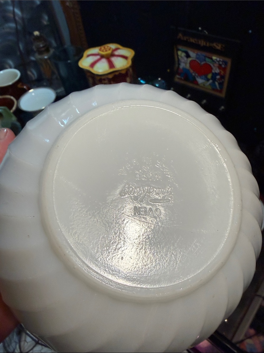 Vintage Fire-King Anchorwhite Swirl 7” Mixing Bowl Block Letter Stamp 1950s - Picture 9 of 9